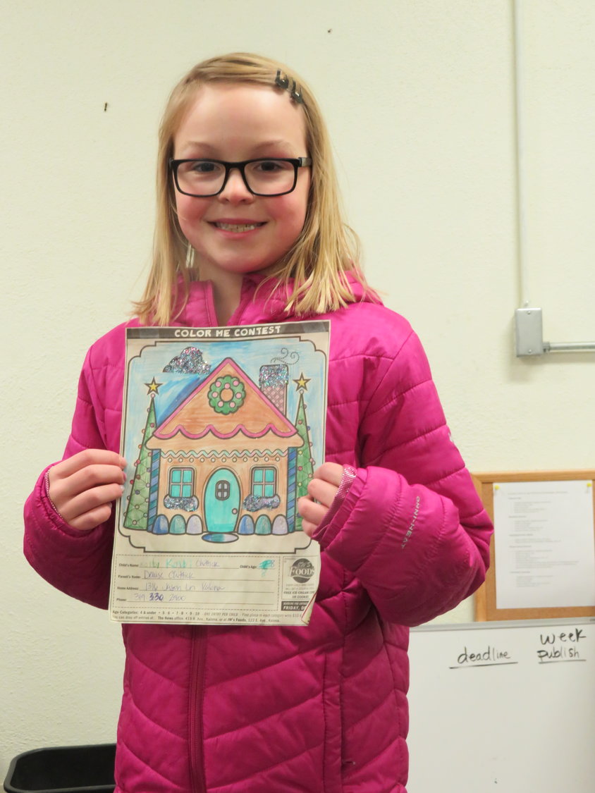 The winner of the 7-8 age category was 8-year-old Kolbi Chittick, who received $10 in Kalona Kash, courtesy of The News.