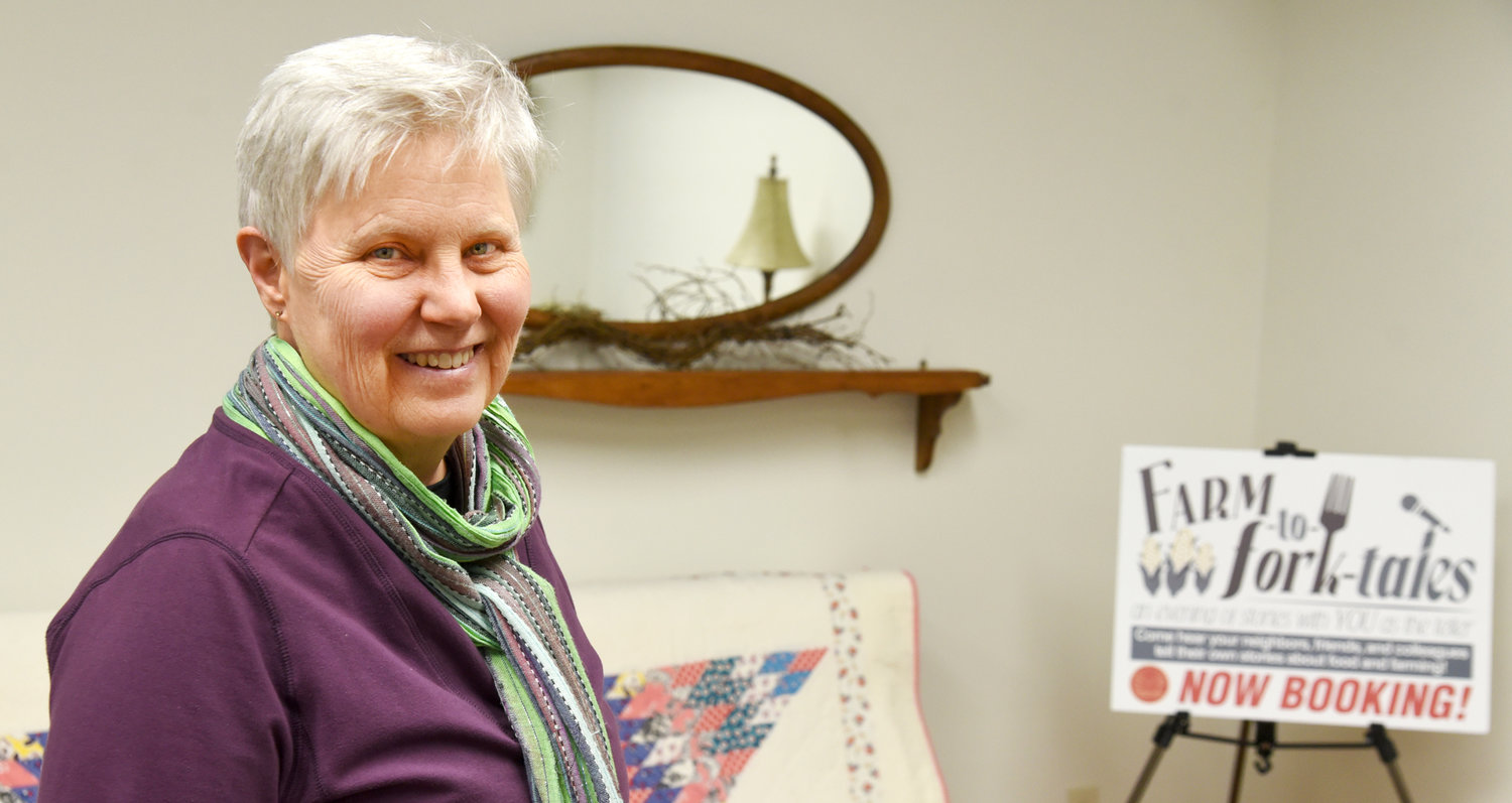 Iowa Poet Laureate Mary Swander in her new Kalona office.