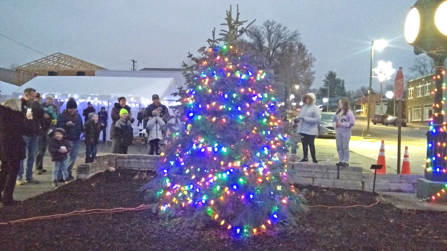 At 5 p.m. on the dot, Wellman’s downtown Christmas tree was lit up for the season.