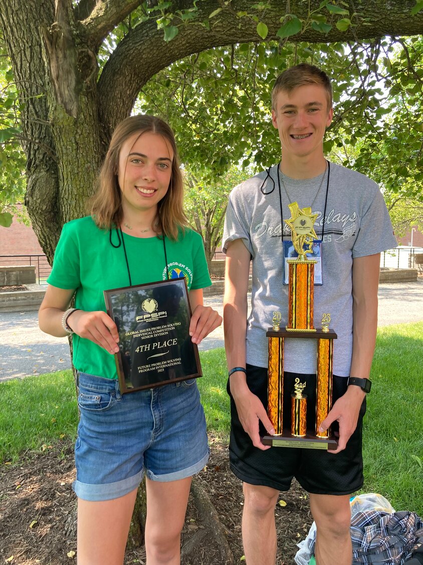 Adelle Jenkins, 4th place senior division individual - Global Issues Problem Solving, and Matt Schaeckenbach, 2nd place senior division - Scenario Performance.