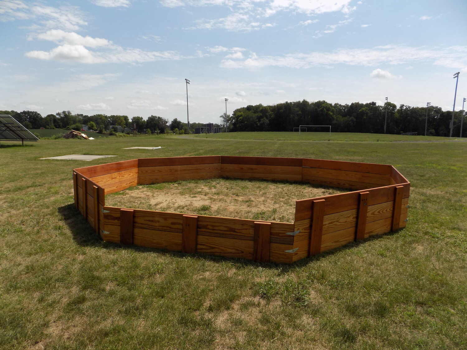 Hillcrest Academy’s new gaga pit was constructed from the bleachers salvaged from an upgrade to the gym two years ago.