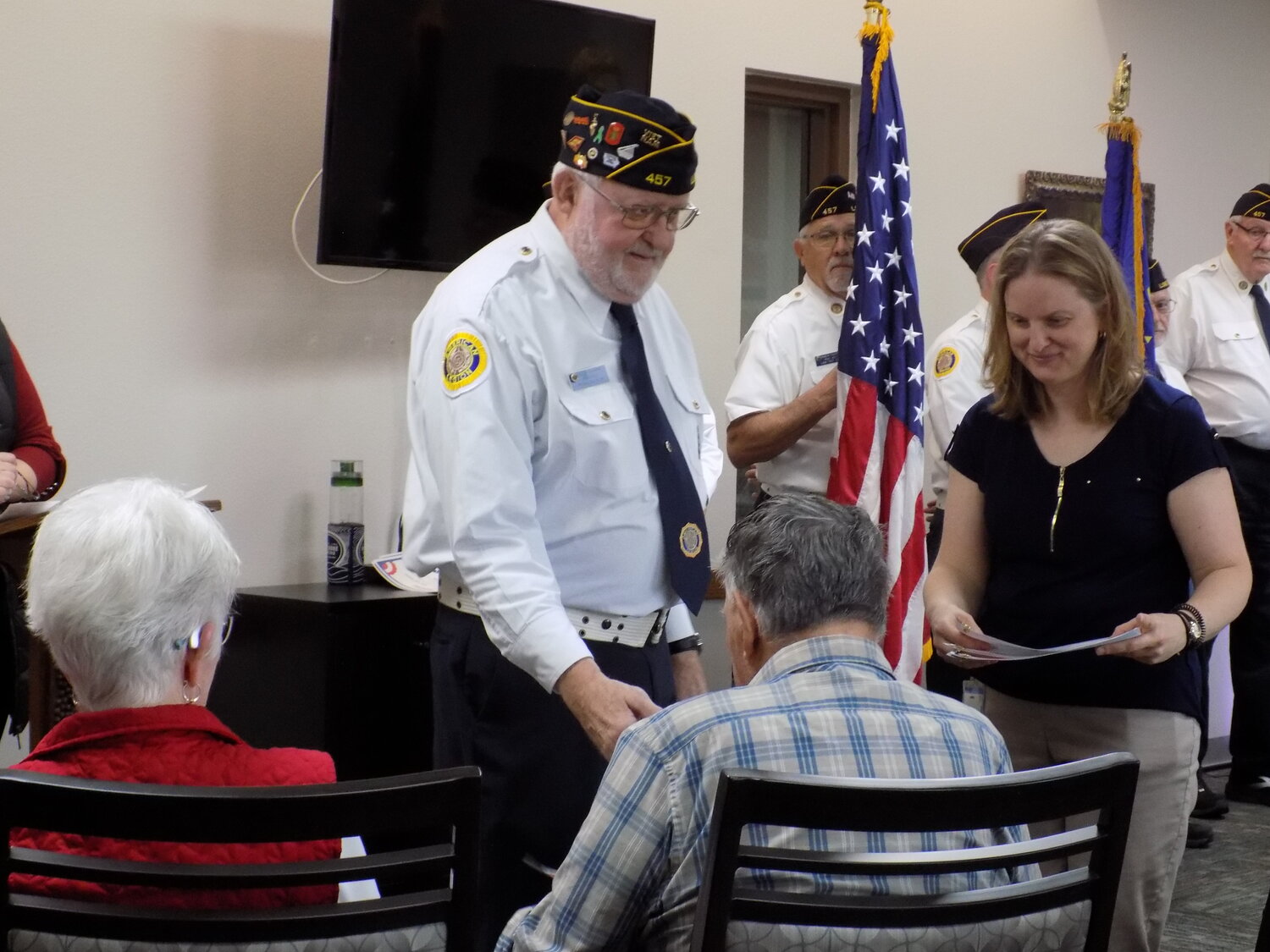 The Color Guard and Atrium Village’s staff presented resident veterans with certificates recognizing their service.